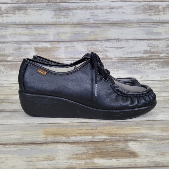 SAS Bounce Lace-Up Leather Moccasin Wedge Comfort Shoes Women's Size 6.5 W - Picture 2 of 13